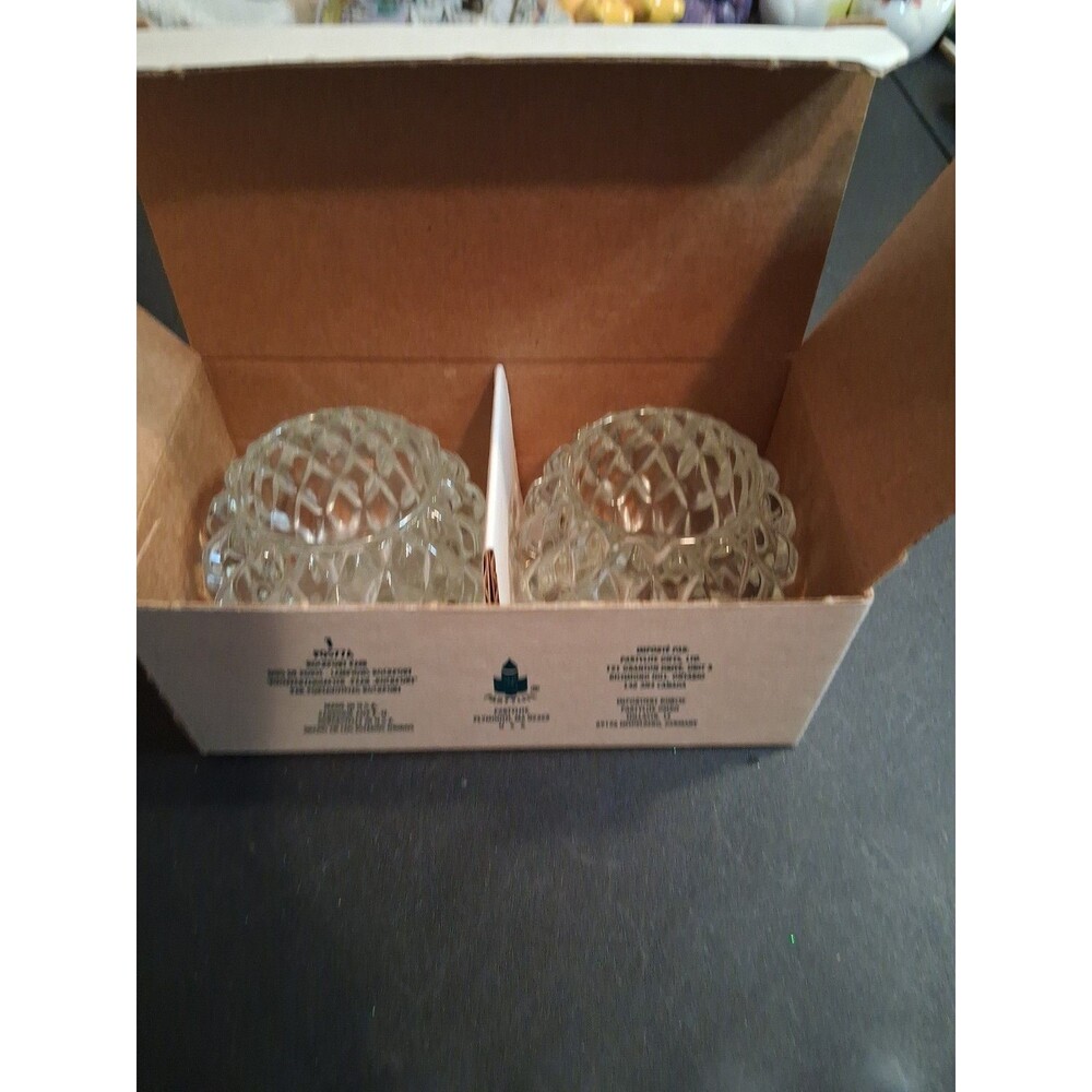 PARTYLITE #PO577A ROCKPORT CRYSTAL PAIR / DIAMOND CUT VOTIVE CANDLE HOLDERS